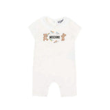 Moschino Kids Pagliaccetto Panna con Stampa e Chiusura con Bottoni sul Retro per Neonati