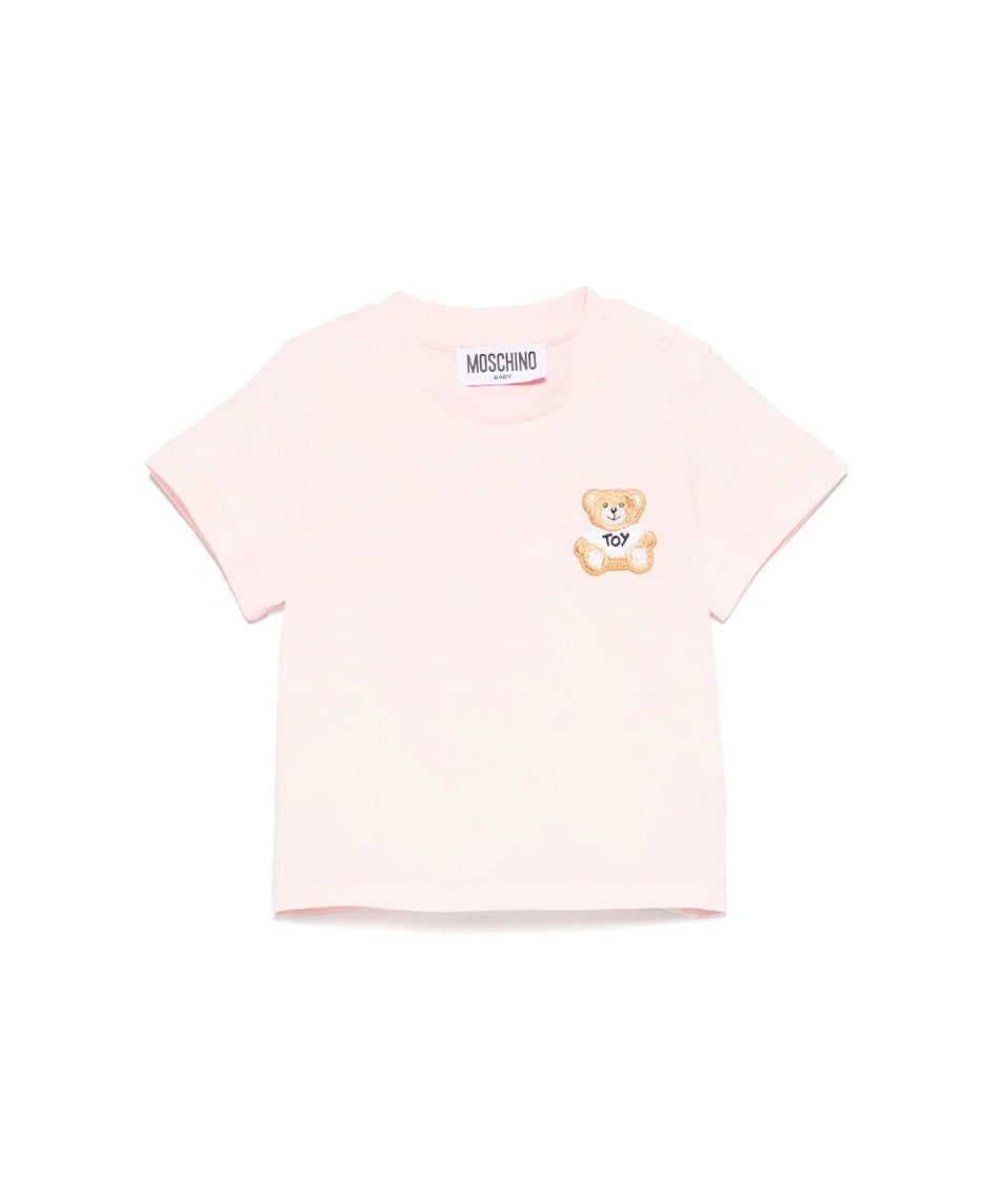 Moschino Kids T-shirt Rosa con Ricamo Toy per Neonate