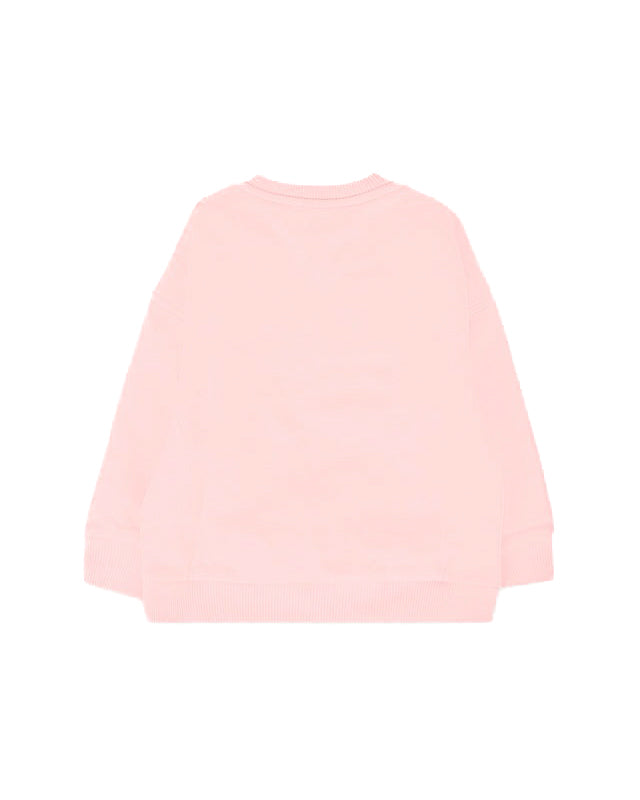 Moschino Kids Felpa Girocollo Rosa con Logo per Neonate
