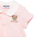 Moschino Kids Pagliaccetto Rosa con Bottoni e Teddy Bear per Neonate