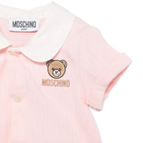 Moschino Kids Pagliaccetto Rosa con Bottoni e Teddy Bear per Neonate