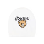 Moschino Kids Cappellino Bianco in Maglia con Teddy Bear e Logo Unisex