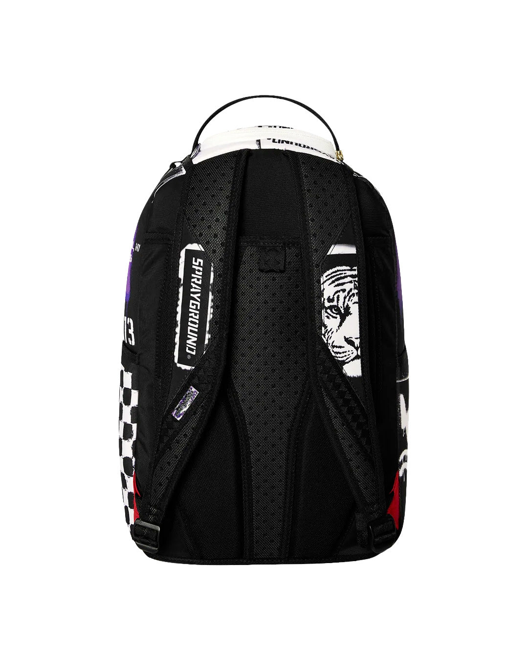 Sprayground Kids Zaino Unisex Think On It Nero e Viola con Stampa Tigre, Shark Mouth e Graffiti