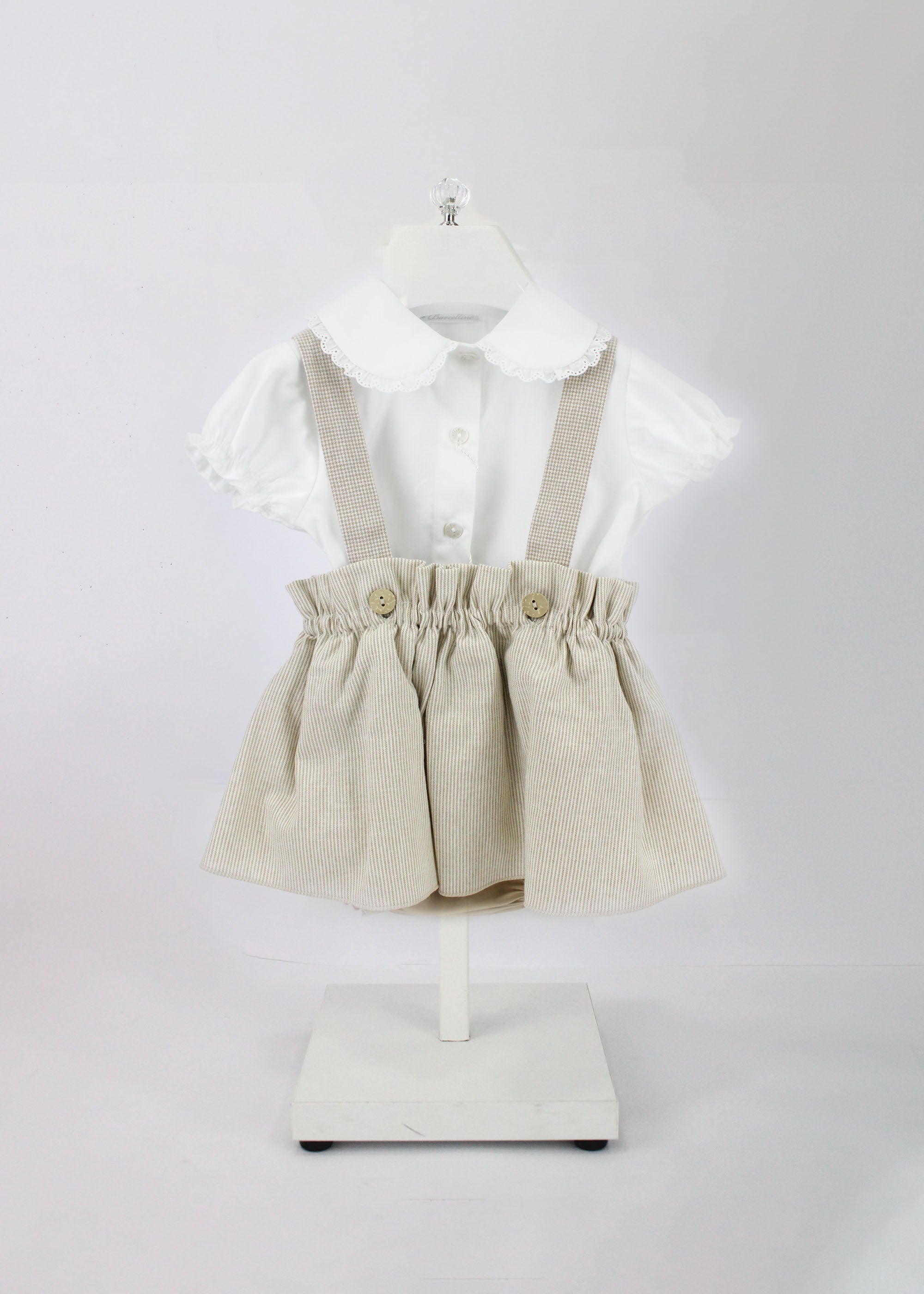 Barcellino T-shirt Bianca con Salopette per Neonate