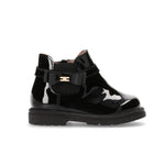 Elisabetta Franchi La mia Bambina Stivaletto Nero Lucido con Dettaglio Logo e Fiocco per Bambine