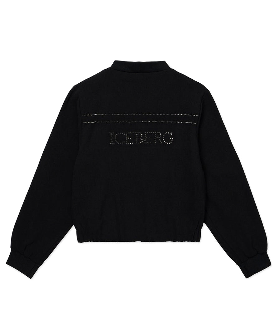 Iceberg Kids Bomber Nero College con Borchie per Bambine(retro)