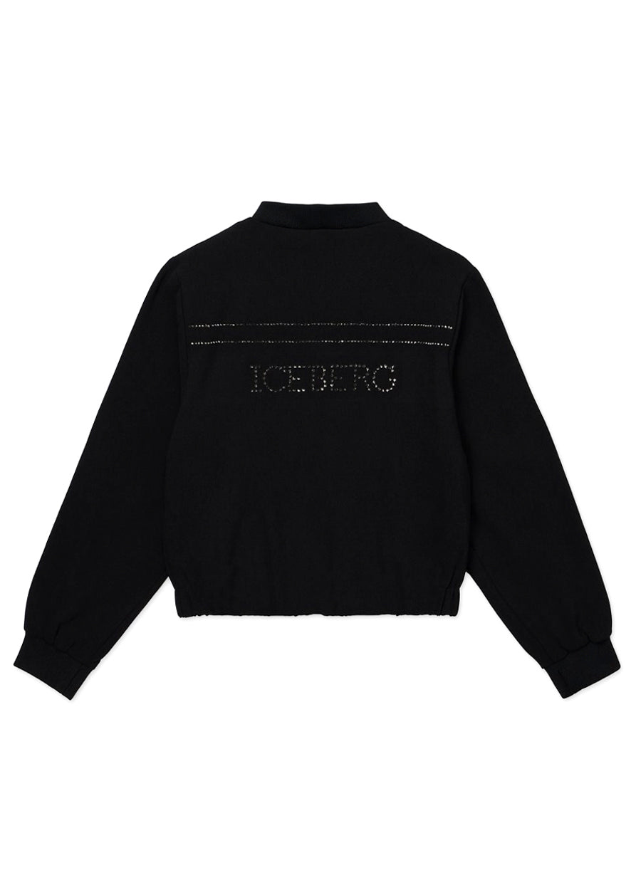 Iceberg Kids Bomber Nero College con Borchie per Bambine(retro)