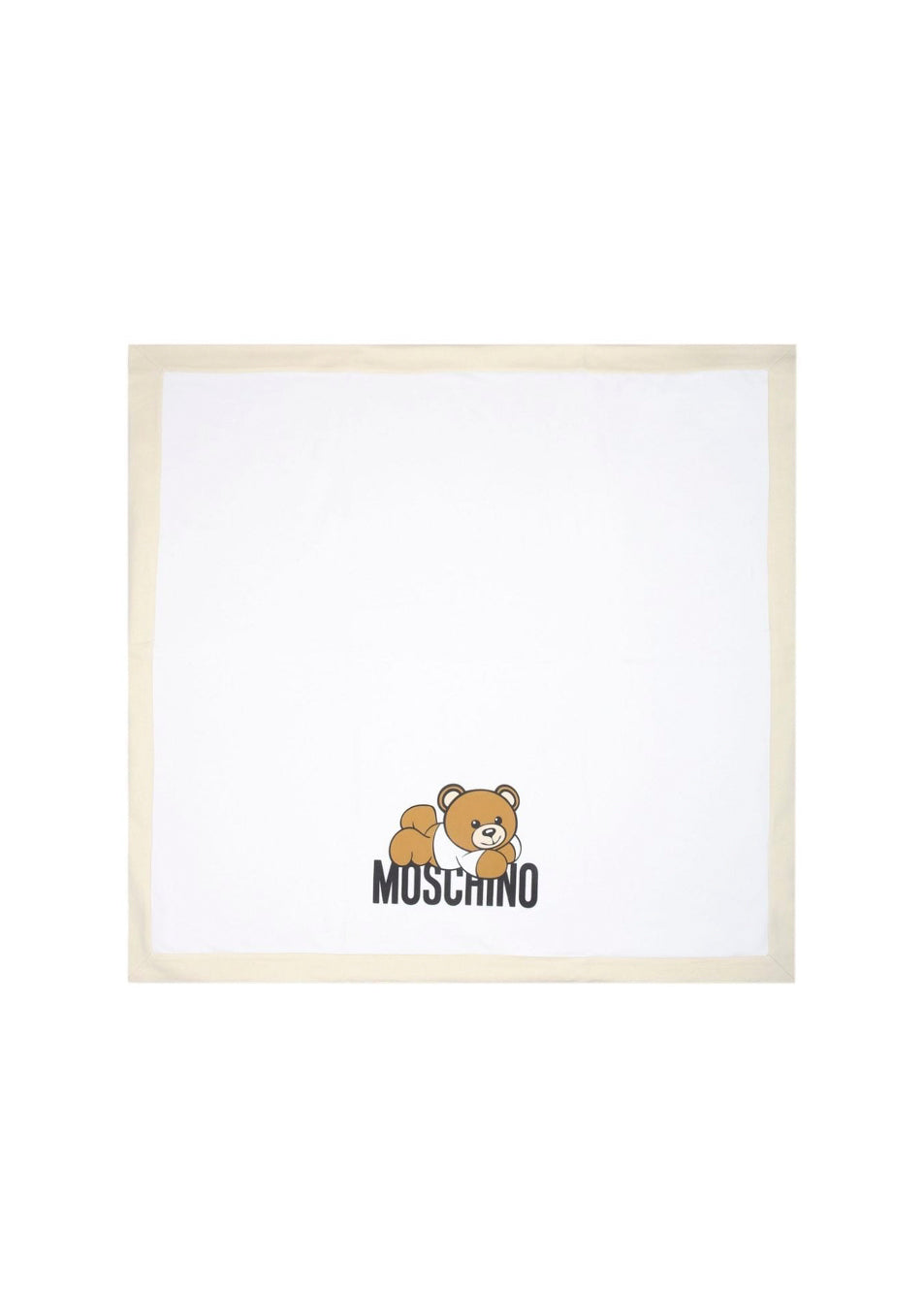 Moschino Kids Coperta Bianca/Beige con Stampa Teddy Bear per Neonati