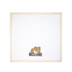 Moschino Kids Coperta Bianca/Beige con Stampa Teddy Bear per Neonati