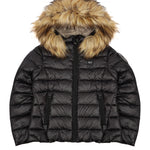 Blauer Kids Giubbino Nero con Capuccio e Pelliccia Ivory Junior per Bambine