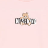 Moschino Kids Abito Rosa con Gonna Rouches e Logo Teddy Bear per Bambine