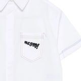 Msgm Kids Camicia Bianco con Cuciture a Vista