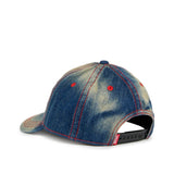 Diesel Kids Cappello in Denim con Lavaggio Dirty e Logo Oval per Bambini
