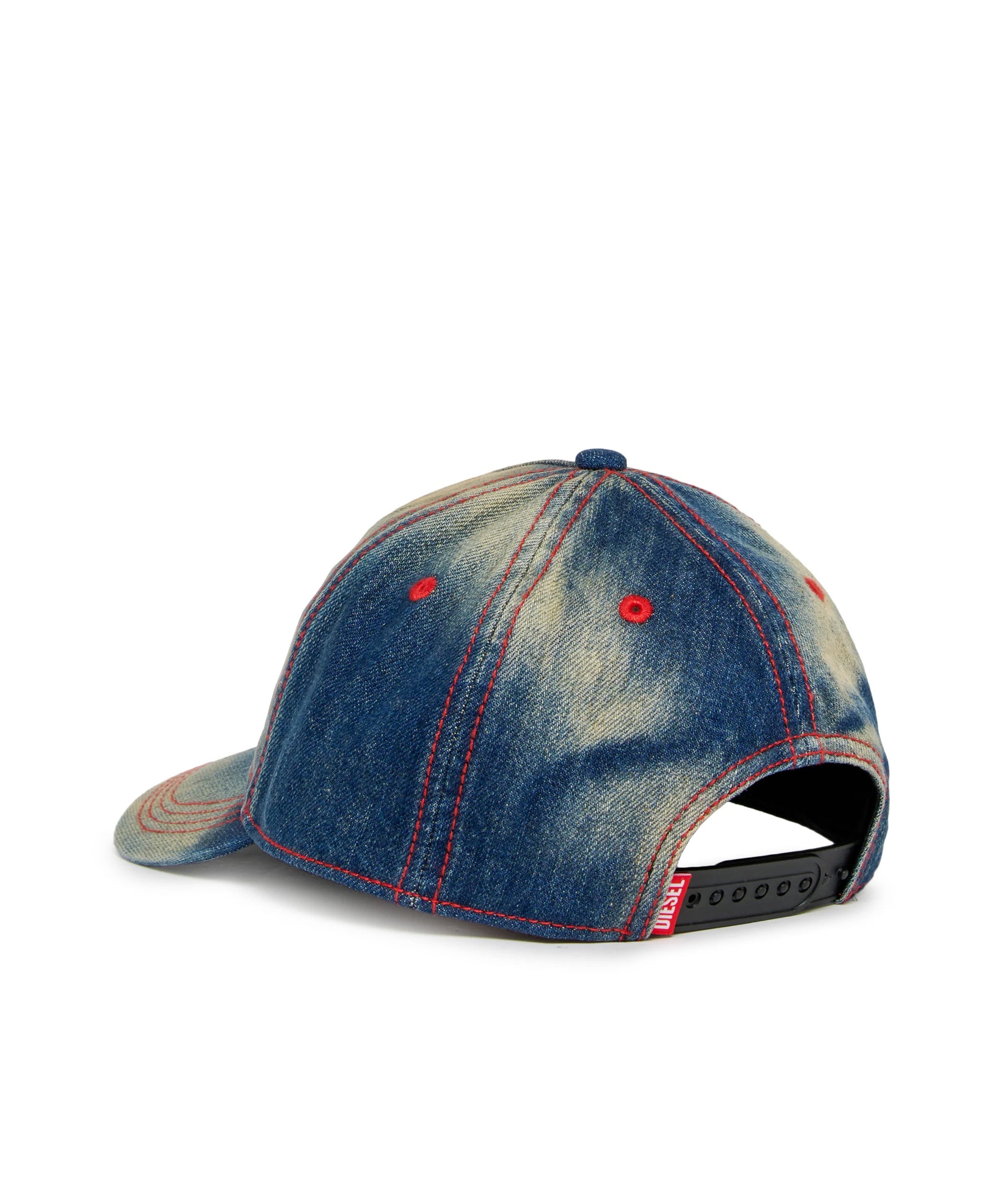 Diesel Kids Cappello in Denim con Lavaggio Dirty e Logo Oval per Bambini