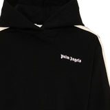 Palm Angels Kids Felpa Crop Nero con Cappuccio e Bande con Logo per Bambine