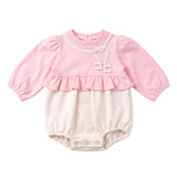 Elisabetta Franchi La Mia Bambina Pagliaccetto Marshmallow e Avorio con Ricamo Corda Logo per Neonate