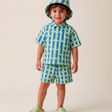 Moschino Kids All-Over Green and Blue Striped Shorts for Babies