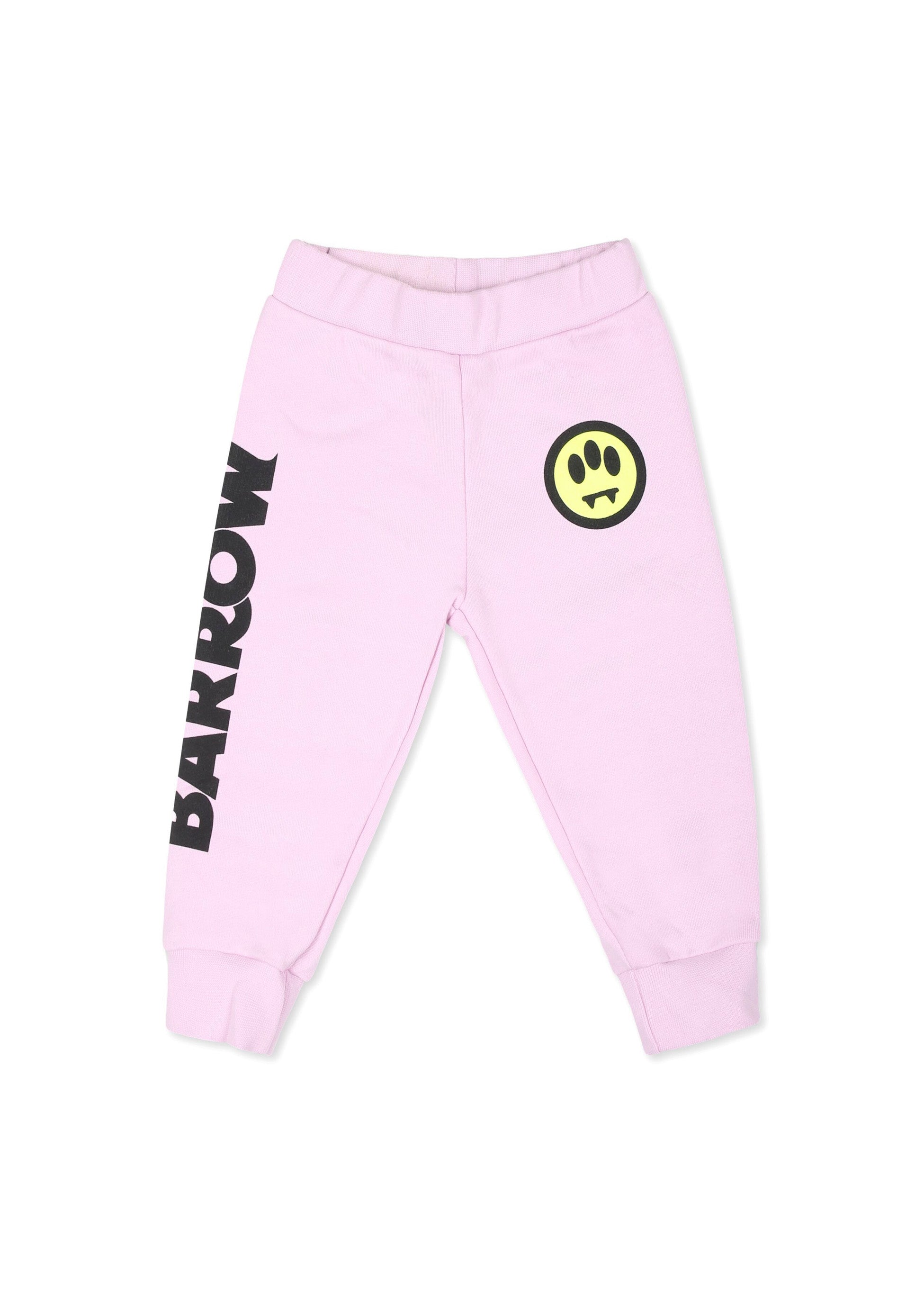 Barrow Kids Pantaloni Rosa in Felpa con Stampa Logo per Neonate