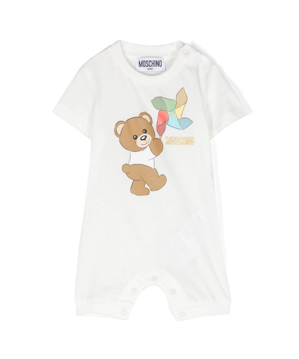 Moschino Kids Tutina Cloud con Stampa Teddy Bear per Neonati (fronte)