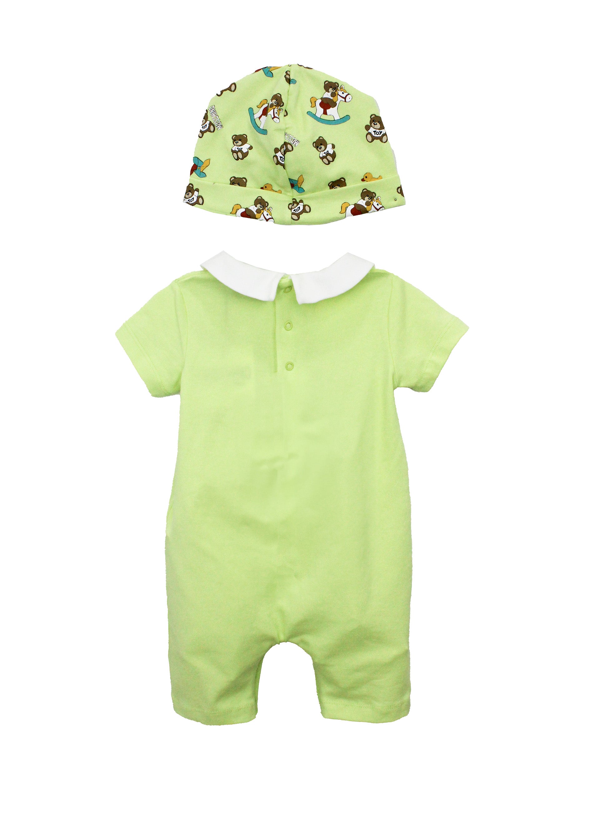 Moschino Kids Pagliacetto con Berretto Lime Teddy Bear (retro)