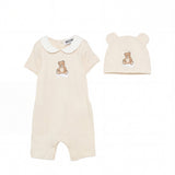 Moschino Kids Set Pagliaccetto+Cappello Beige per Neonati/e