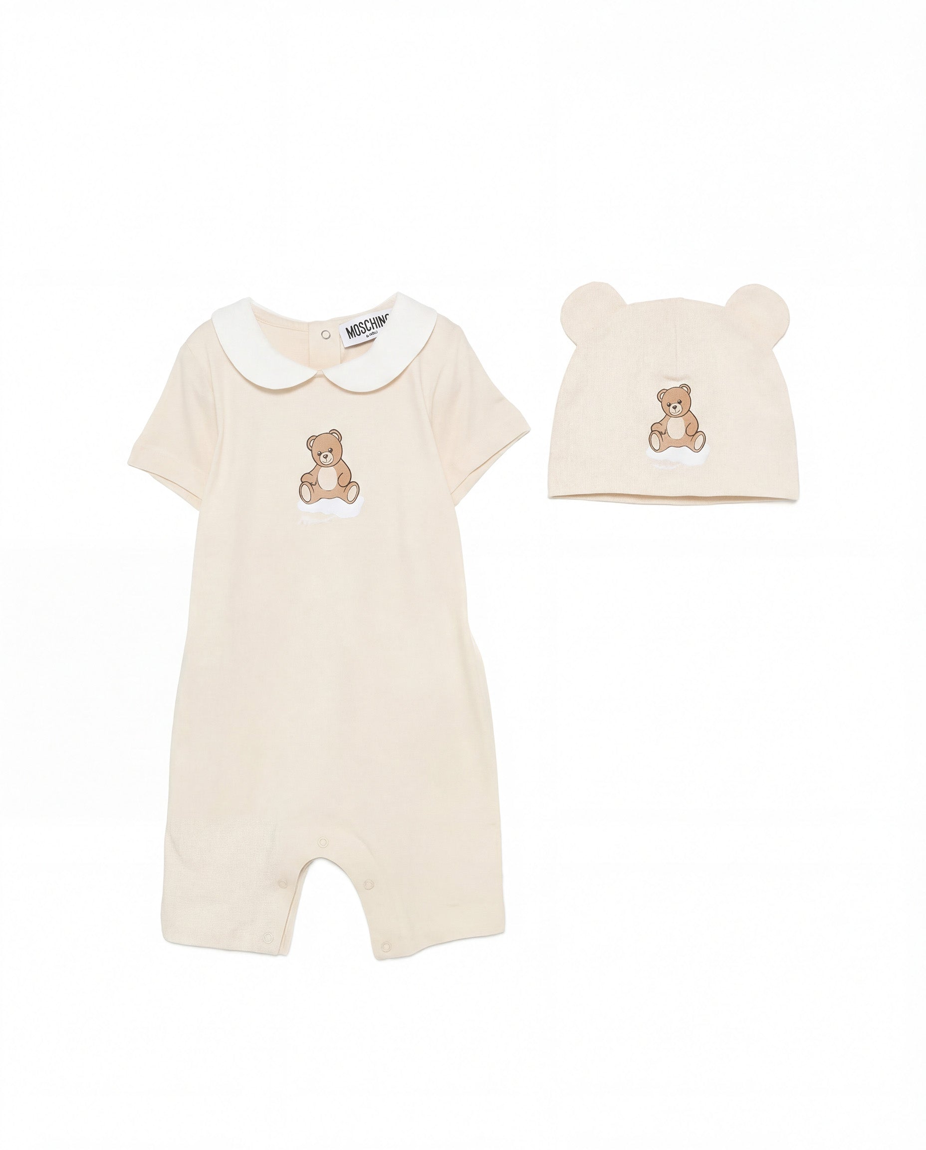 Moschino Kids Set Pagliaccetto+Cappello Beige per Neonati/e