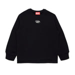 Diesel Kids Felpa Girocollo Nera con Logo Oval D per Bambini