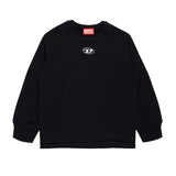 Diesel Kids Felpa Girocollo Nera con Logo Oval D per Bambini