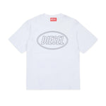 Diesel Kids T-shirt Bianca con Stampa Logo Oval Unisex per Bambini