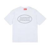 Diesel Kids T-shirt Bianca con Stampa Logo Oval Unisex per Bambini