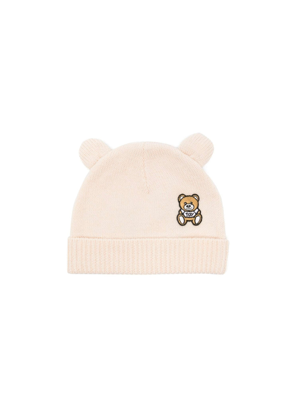 Moschino Kids Cappello Beige con Applicazione Teddy Bear per Neonati