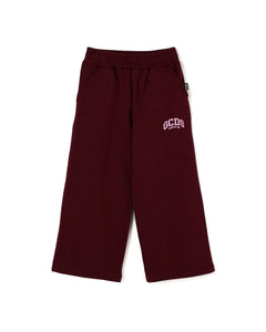 GCDS Kids Pantaloni in Felpa Bordeaux con Logo per Bambine
