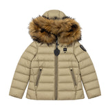Blauer Kids Piumino con Cappuccio e Pelliccia Beige per Bambini