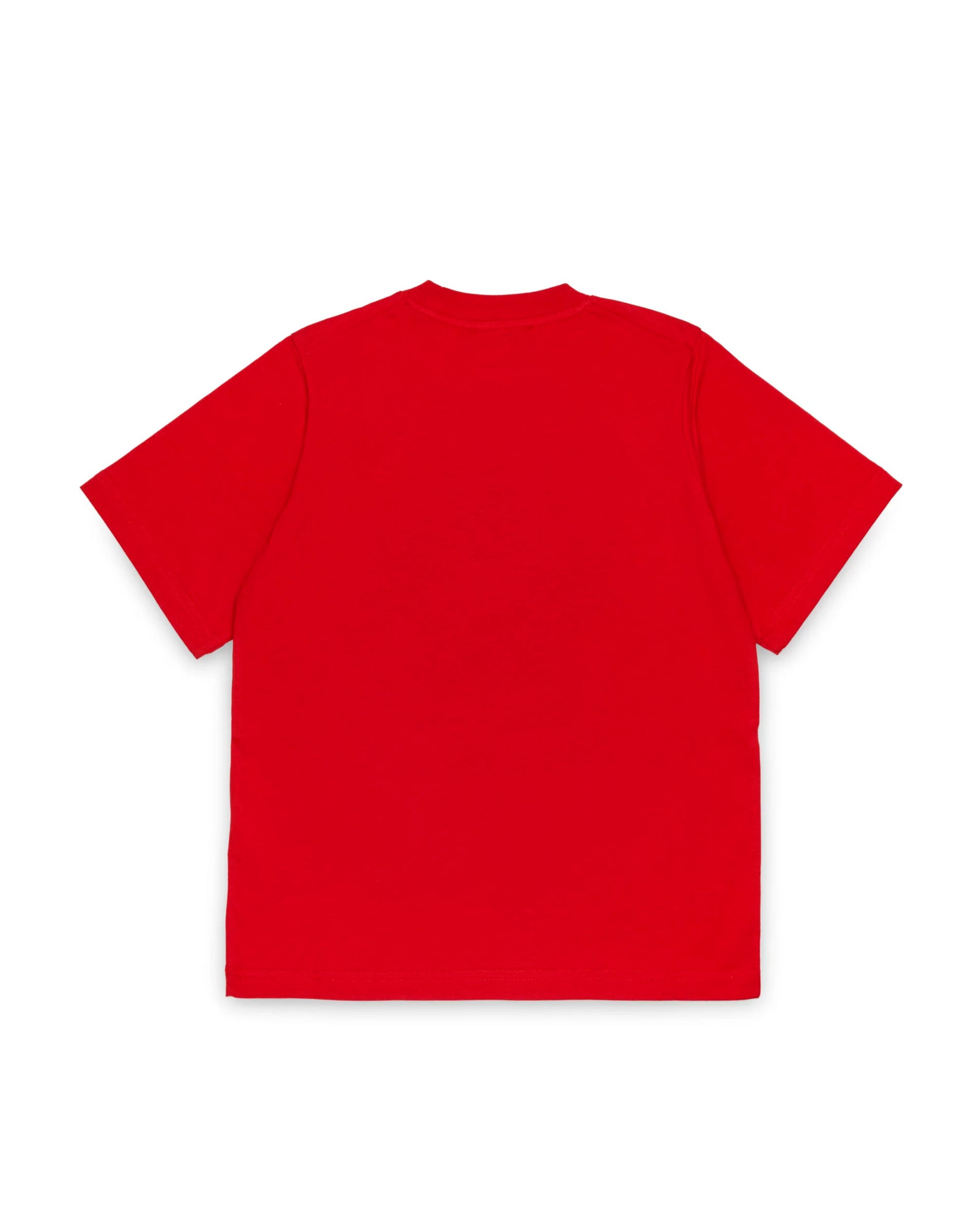 Dquared2 Kids T-shirt Rossa  con Stampa Logo Foglia a Contrasto Nera per Bambini