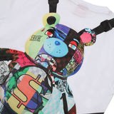 Sprayground Kids T-Shirt Bianco con Logo e Stampa Retro per Bambini