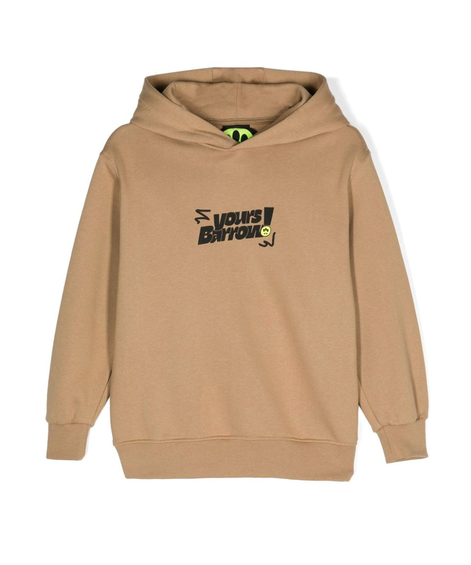 Barrow Kids Felpa con Cappuccio Beige con Stampa per Bambini