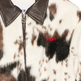 MSGM Kids Giacca con Zip Fantasia Mucca con Logo Rosso per Bambine