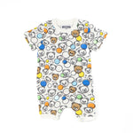 Moschino Kids Pagliaccetto Bianco/Multicolor con Teddy Bear per Neonati