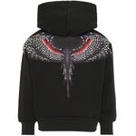 Marcelo Burlon County of Milan Kids Felpa Nero con Stampa Ali sul Retro per Bambini