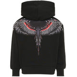 Marcelo Burlon County of Milan Kids Felpa Nero con Stampa Ali sul Retro per Bambini