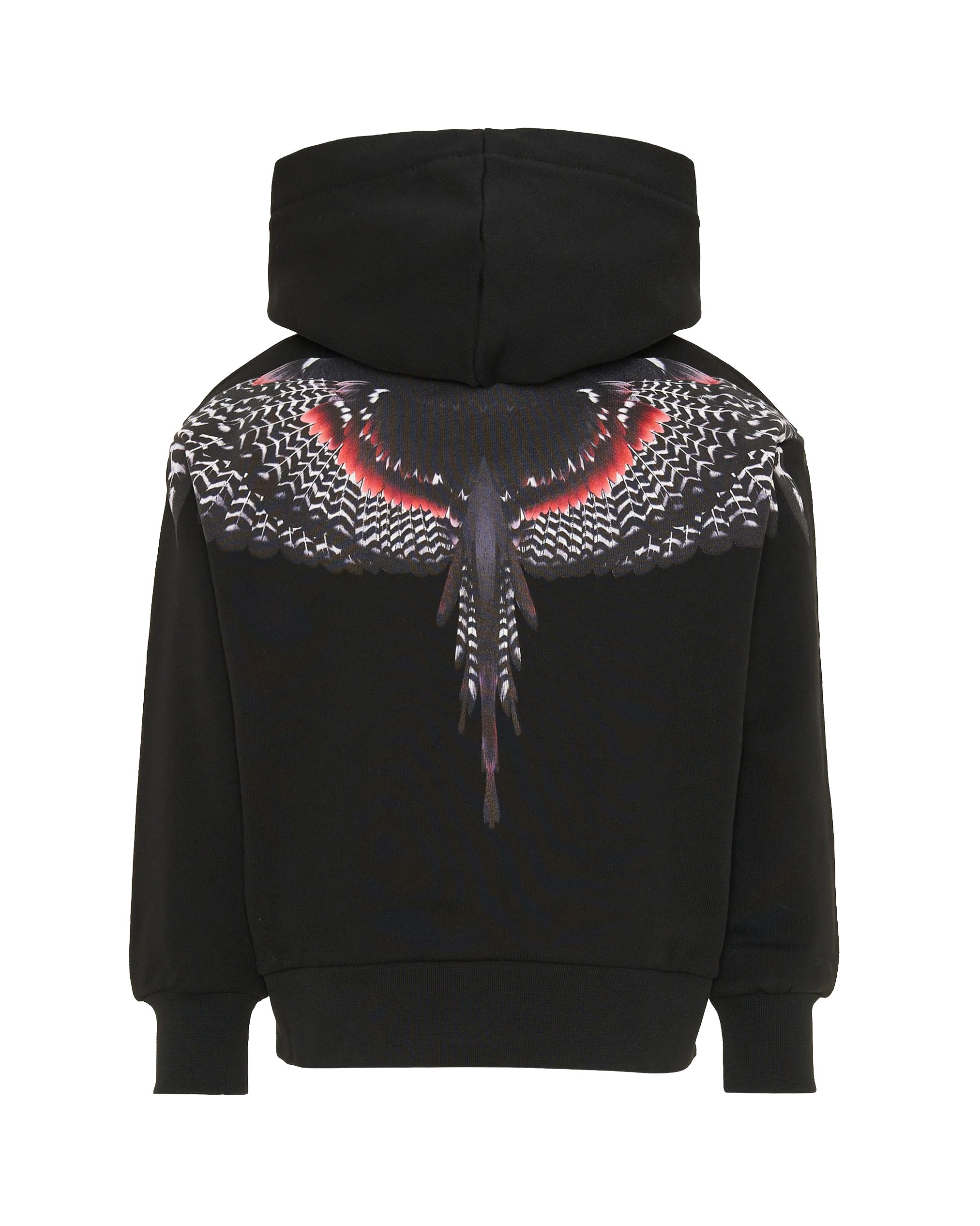 Marcelo Burlon County of Milan Kids Felpa Nero con Stampa Ali sul Retro per Bambini