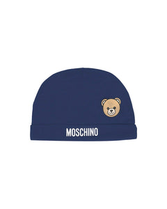 Moschino Kids Cappello Blu Navy con Logo per Neonati