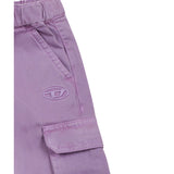 Diesel Kids Purple Cargo Pants with Logo for Baby Girls