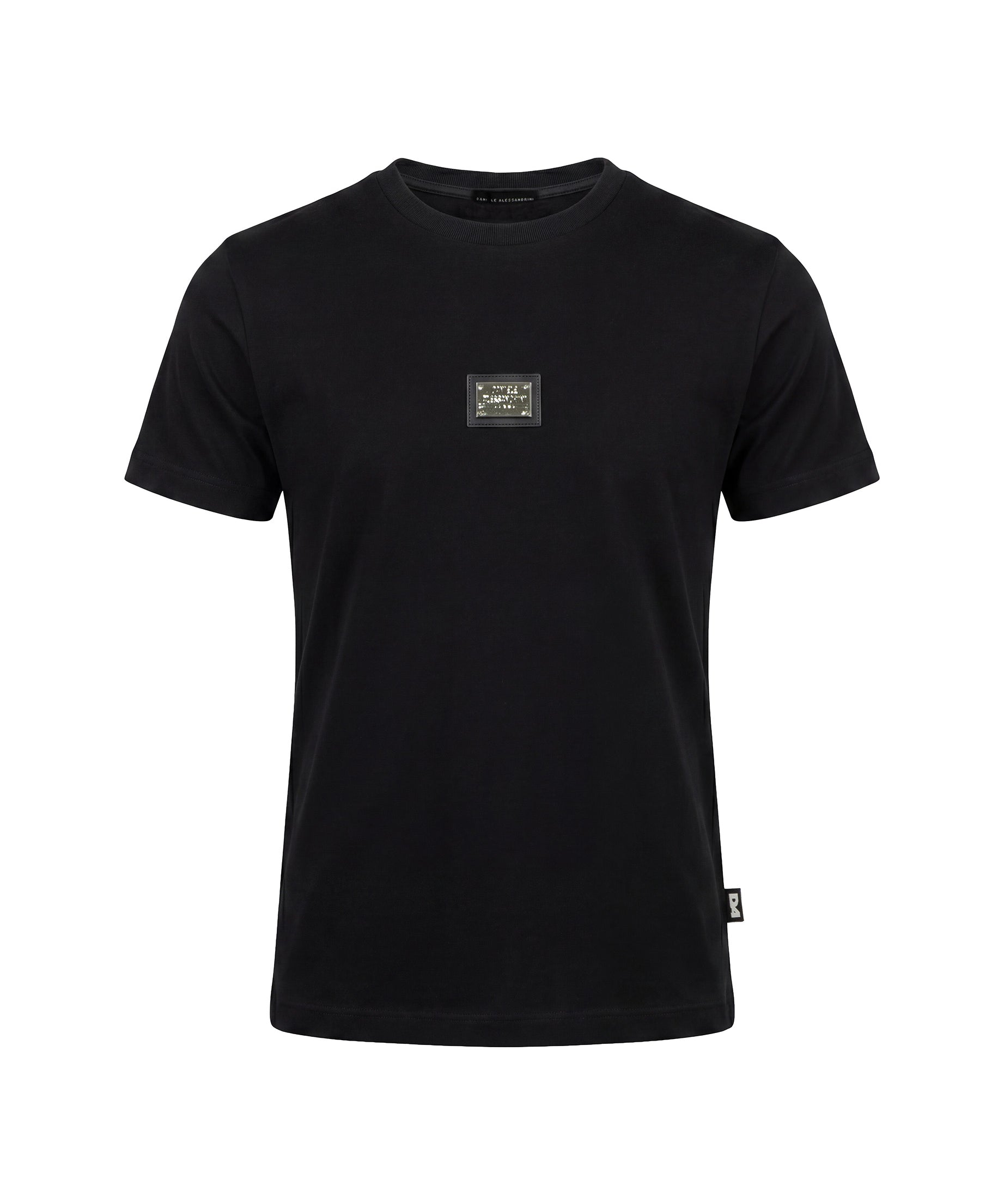 Daniele Alessandrini Kids T-Shirt Nero con Targhetta Logo per Bambini