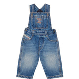 Diesel Kids Salopette in Denim con Lavaggio Medio e Logo per Neonati
