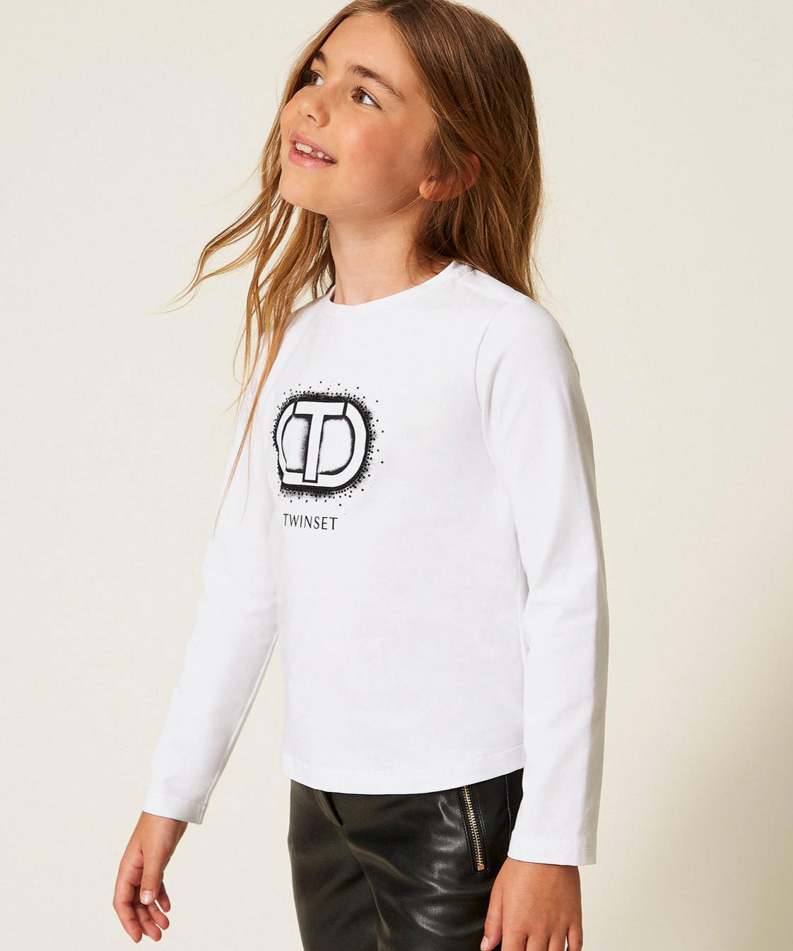 Twinset Kids T-Shirt Maniche Lunghe Bianca per Bambine