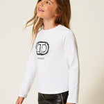 Twinset Kids T-Shirt Maniche Lunghe Bianca per Bambine