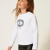 Twinset Kids T-Shirt Maniche Lunghe Bianca per Bambine