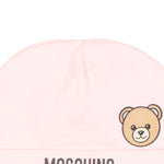 Moschino Kids Cappellino Rosa in Cotone con Stampa Teddy Bear e Logo per Neonate