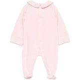 Moschino Kids Tutina Rosa con Colletto, Teddy Bear Ricamati e Logo per Neonate